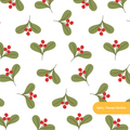 White Holly Seamless Pattern – Christmas & Holiday Décor Digital Download