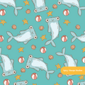 Aqua Hammerhead Seamless Pattern