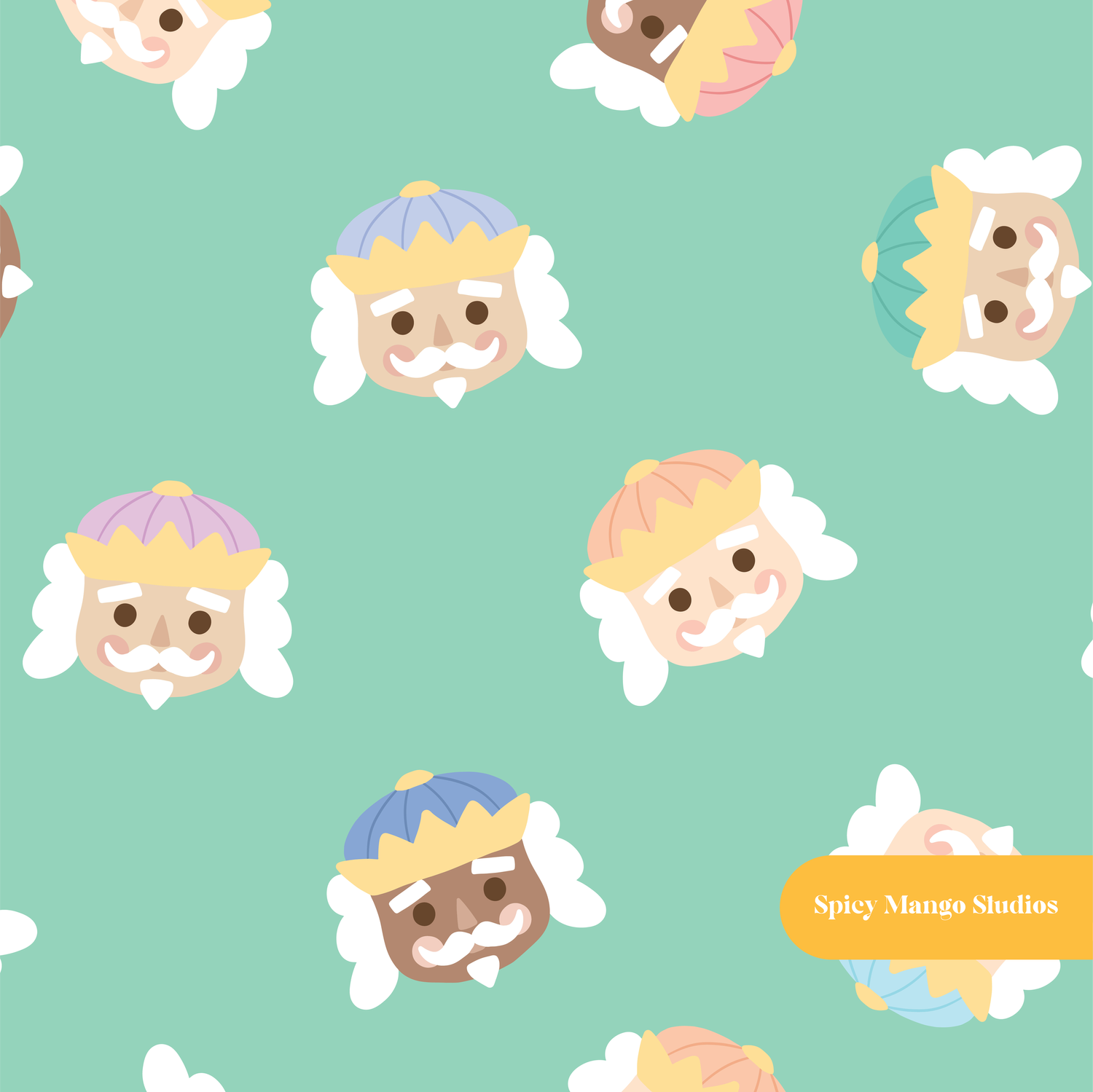 Jolly Green Happy Nutcracker Seamless Pattern