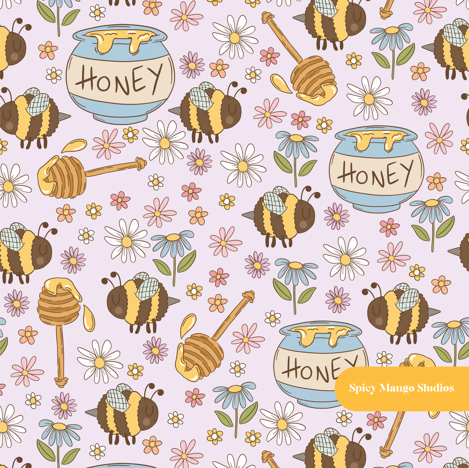 Lavender Honey Seamless Pattern