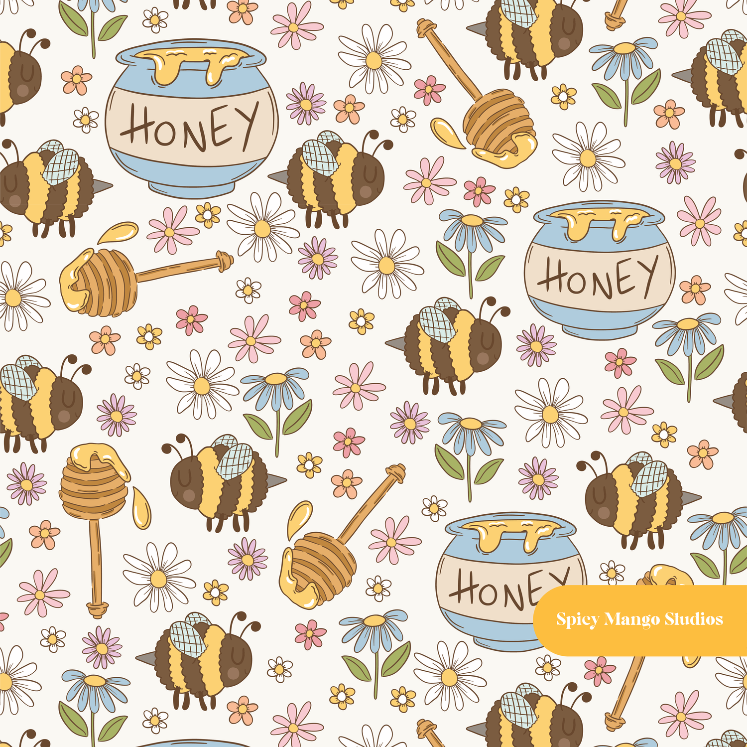 Neutral Honey Seamless Pattern