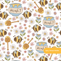 White Honey Seamless Pattern