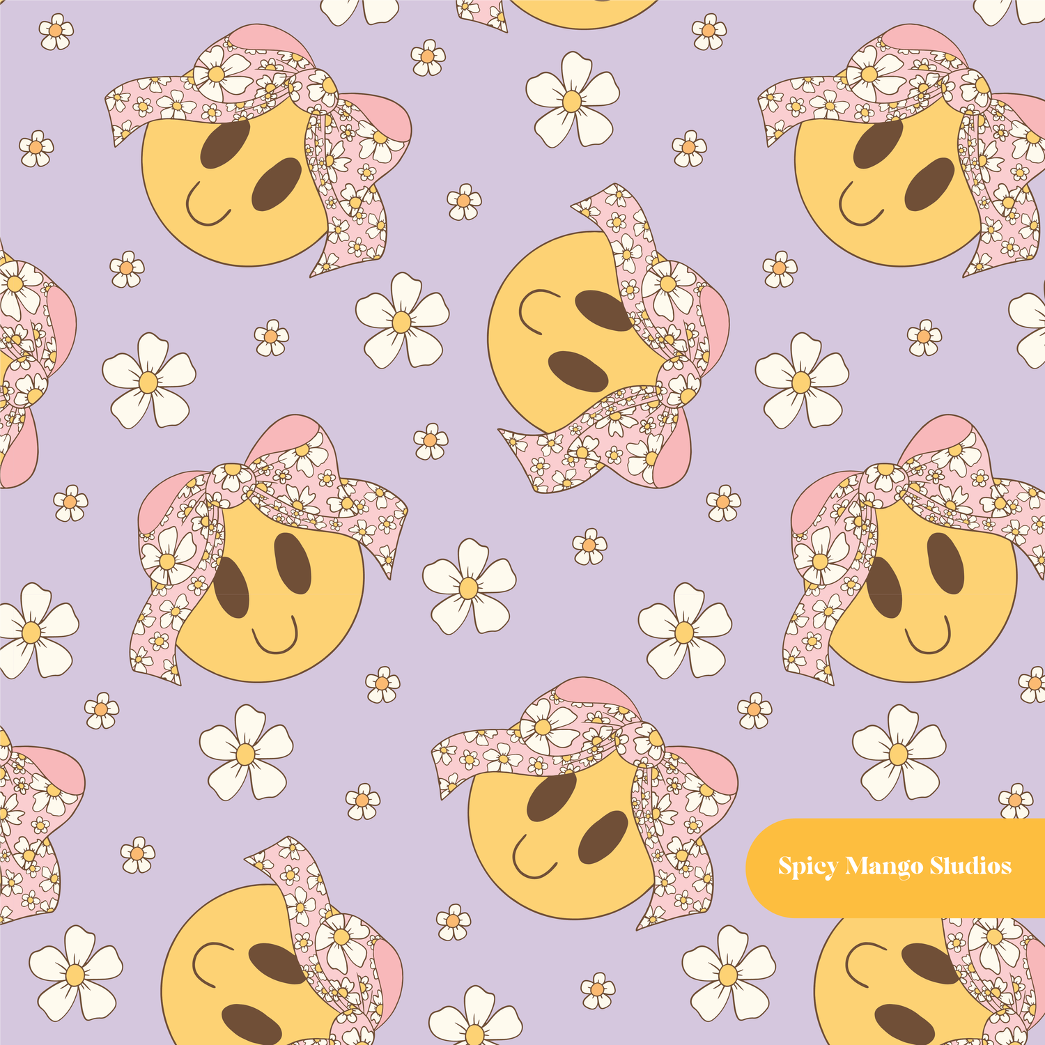 Lilac Happy Bows Seamless Pattern
