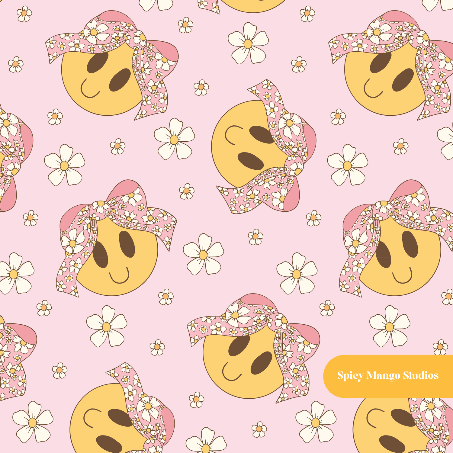 Pink Happy Bows Seamless Pattern