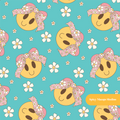 Teal Happy Bows Seamless Pattern