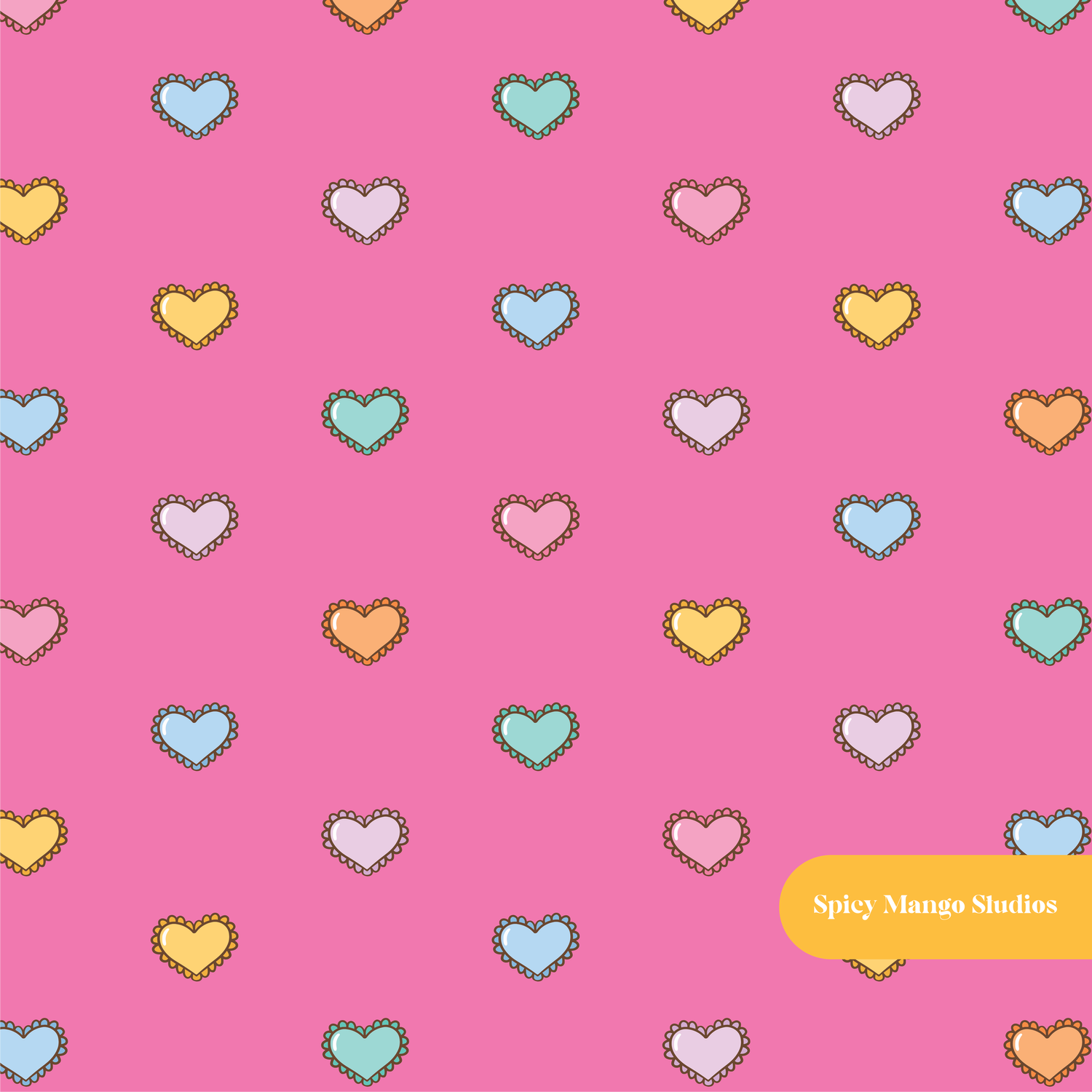 Hot Pink Heart Polka Dot Seamless Pattern