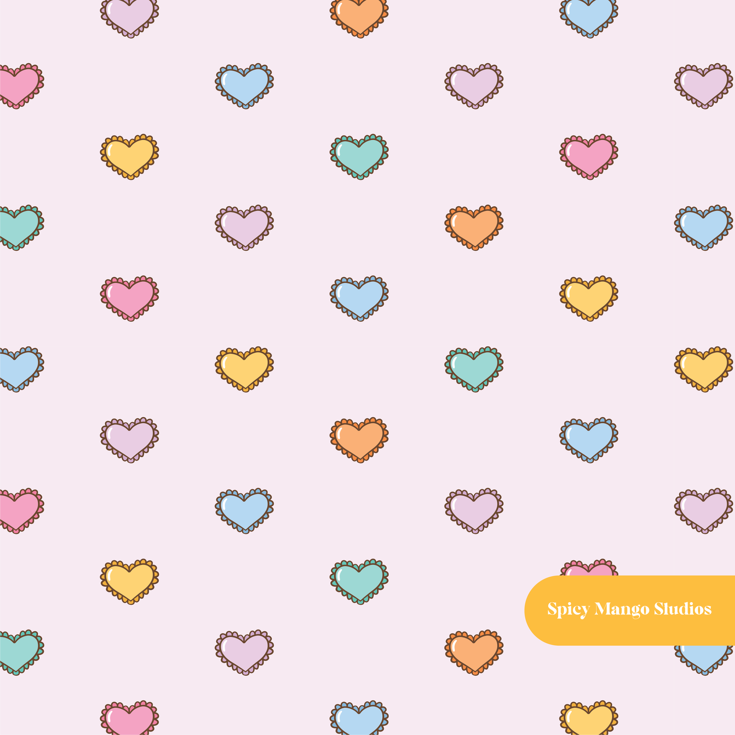 Lavender Heart Polka Dot Seamless Pattern