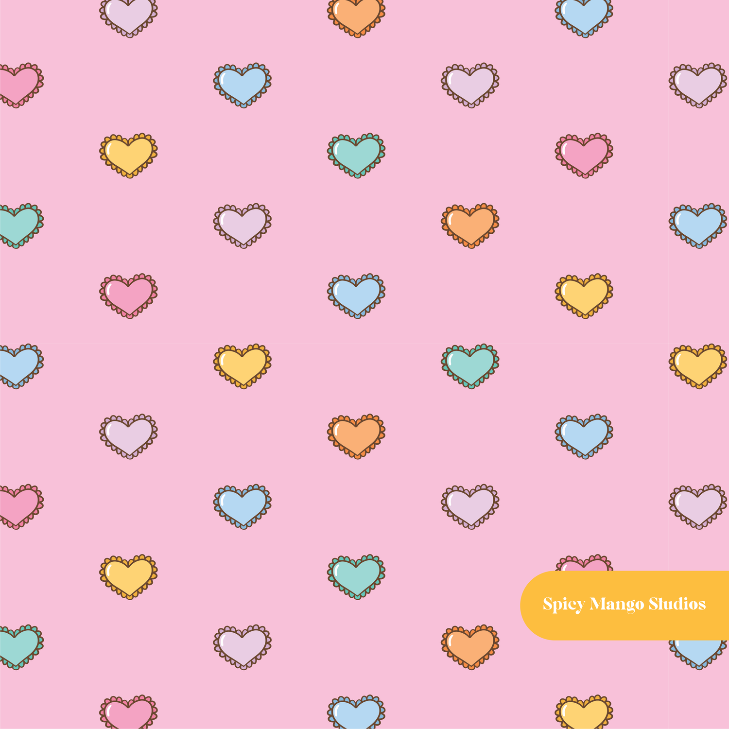 Pink Heart Polka Dot Seamless Pattern