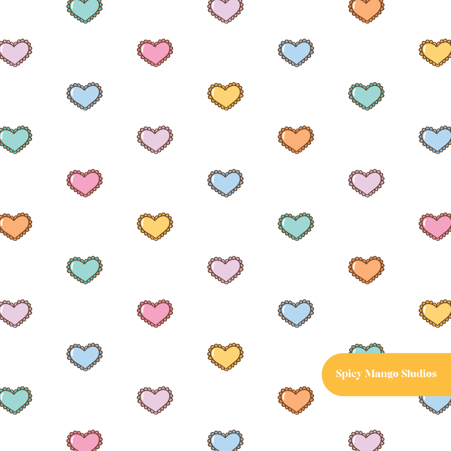 White Heart Polka Dot Seamless Pattern