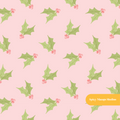Pink Happy Holly Seamless Pattern – Christmas & Holiday Décor Digital Download