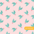 Pink and Teal Happy Holly Seamless Pattern – Digital Download