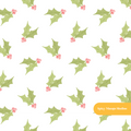 White Happy Holly Seamless Pattern – Christmas & Holiday Décor Digital Download