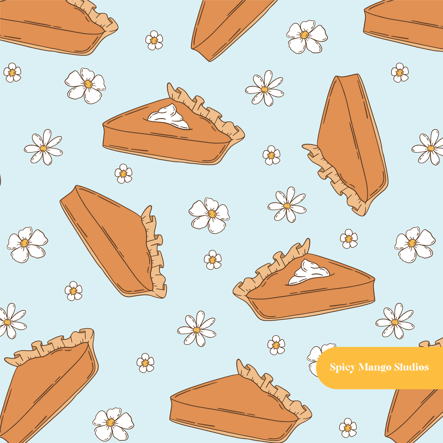 Light Blue Hey Pumpkin Pie Seamless Pattern