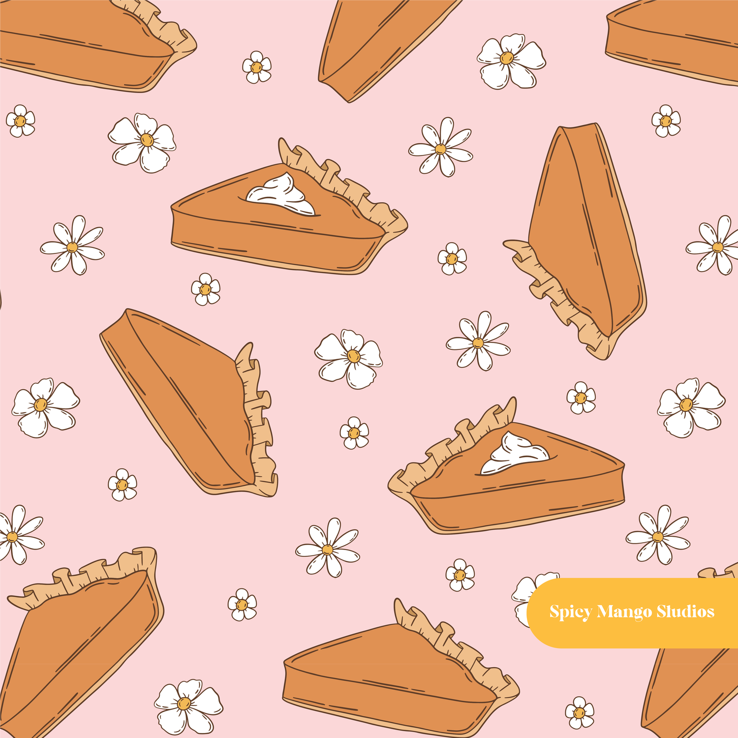 Pink Hey Pumpkin Pie Seamless Pattern