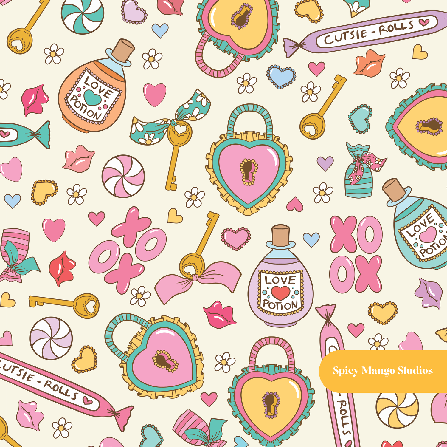 Neutral Happy Love Valentine Seamless Pattern