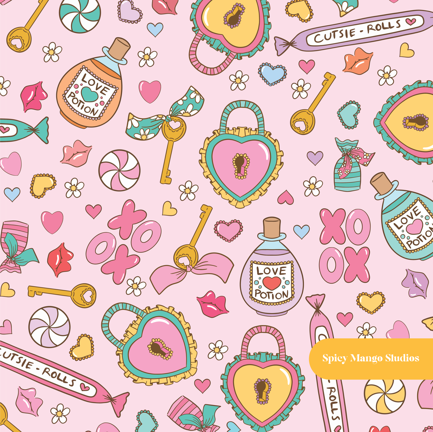 Pink Happy Love Valentine Seamless Pattern