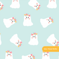 Mint Happy Ghost Seamless Pattern