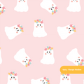 Pink Happy Ghost Seamless Pattern