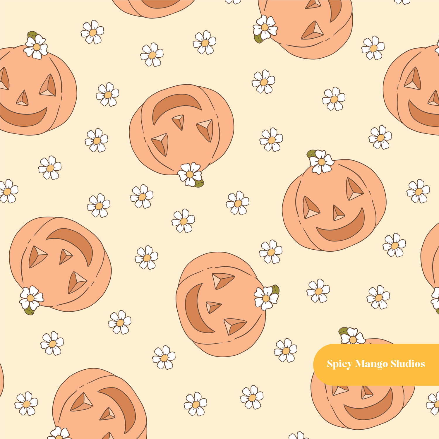 Buttercream Happy Pumpkins Seamless Pattern