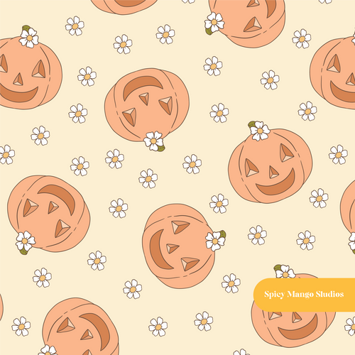 Buttercream Happy Pumpkins Seamless Pattern