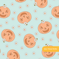 Mint Happy Pumpkins Seamless Pattern