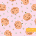 Pink Happy Pumpkins Seamless Pattern