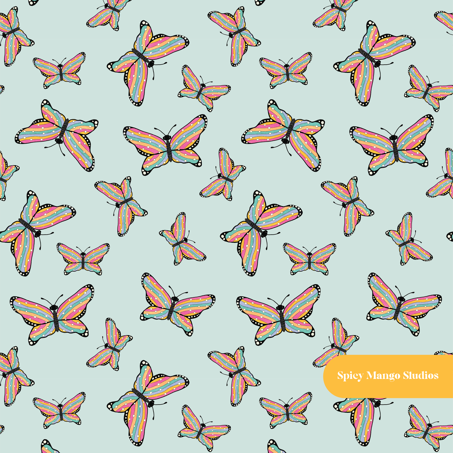 Sage Harley Butterfly Seamless Pattern
