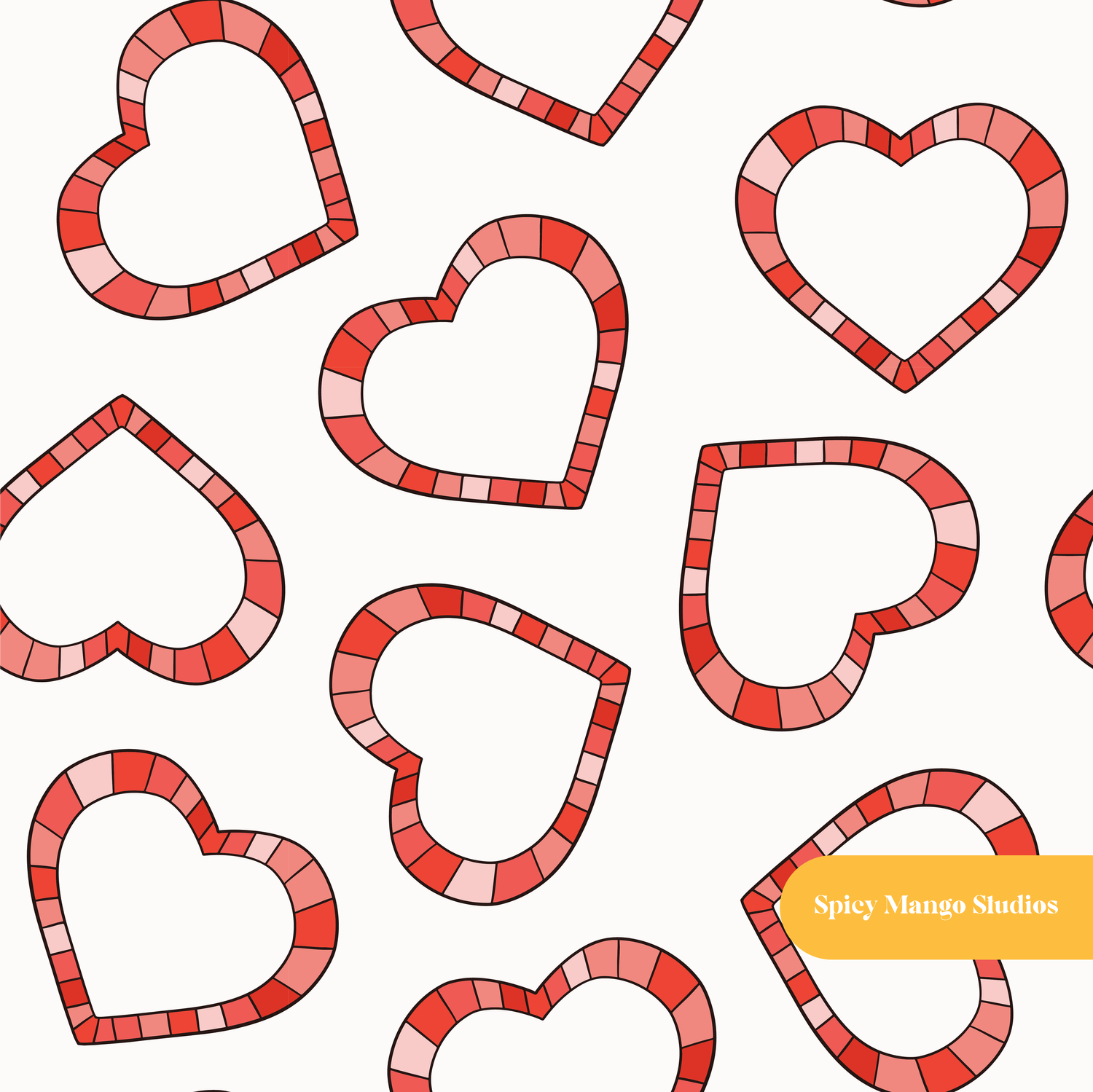 White Love on the Line Seamless Pattern