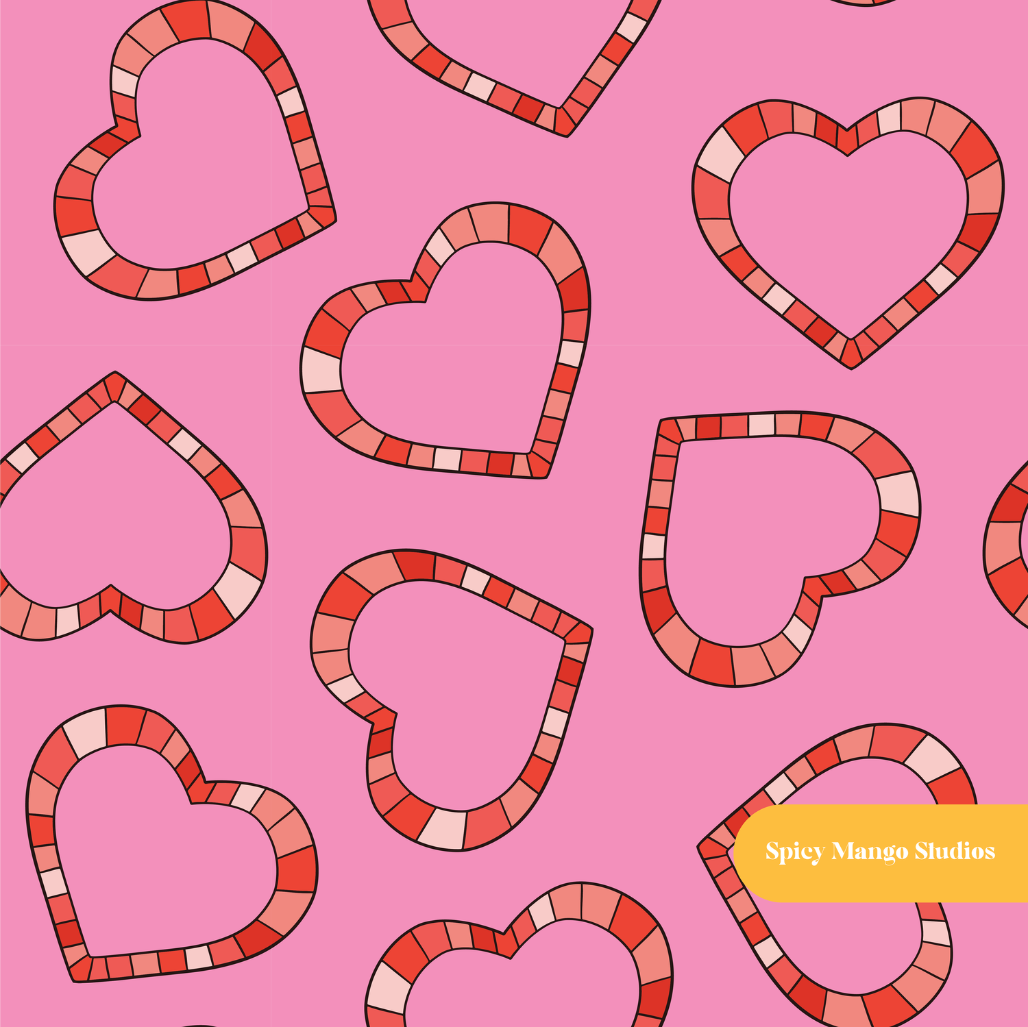 Pink Heart Rings Seamless Pattern