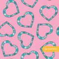 Pink and Teal Heart Rings Seamless Pattern