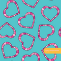 Teal Heart Rings Seamless Pattern
