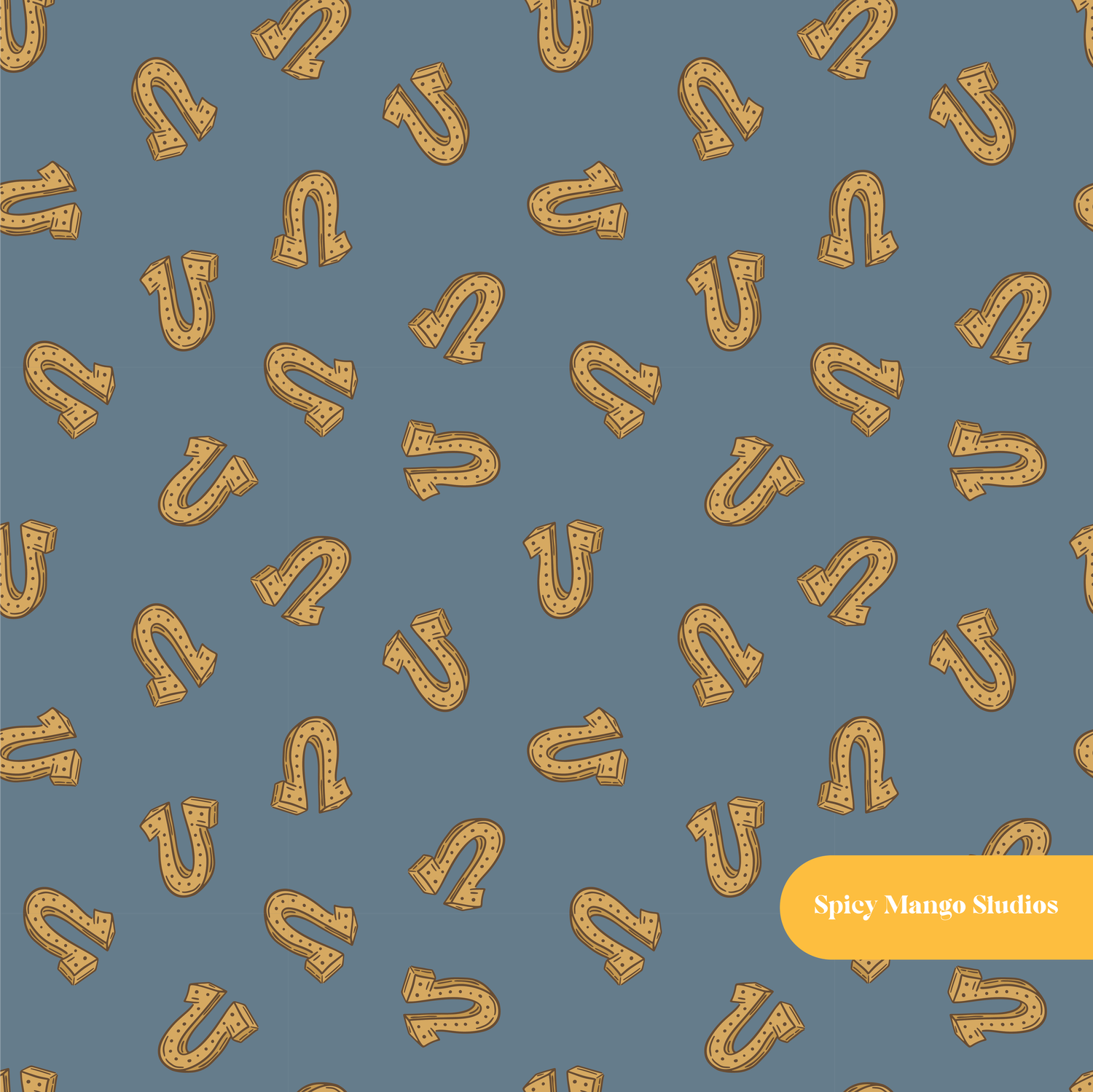 Dark Denim Horseshoe Seamless Pattern