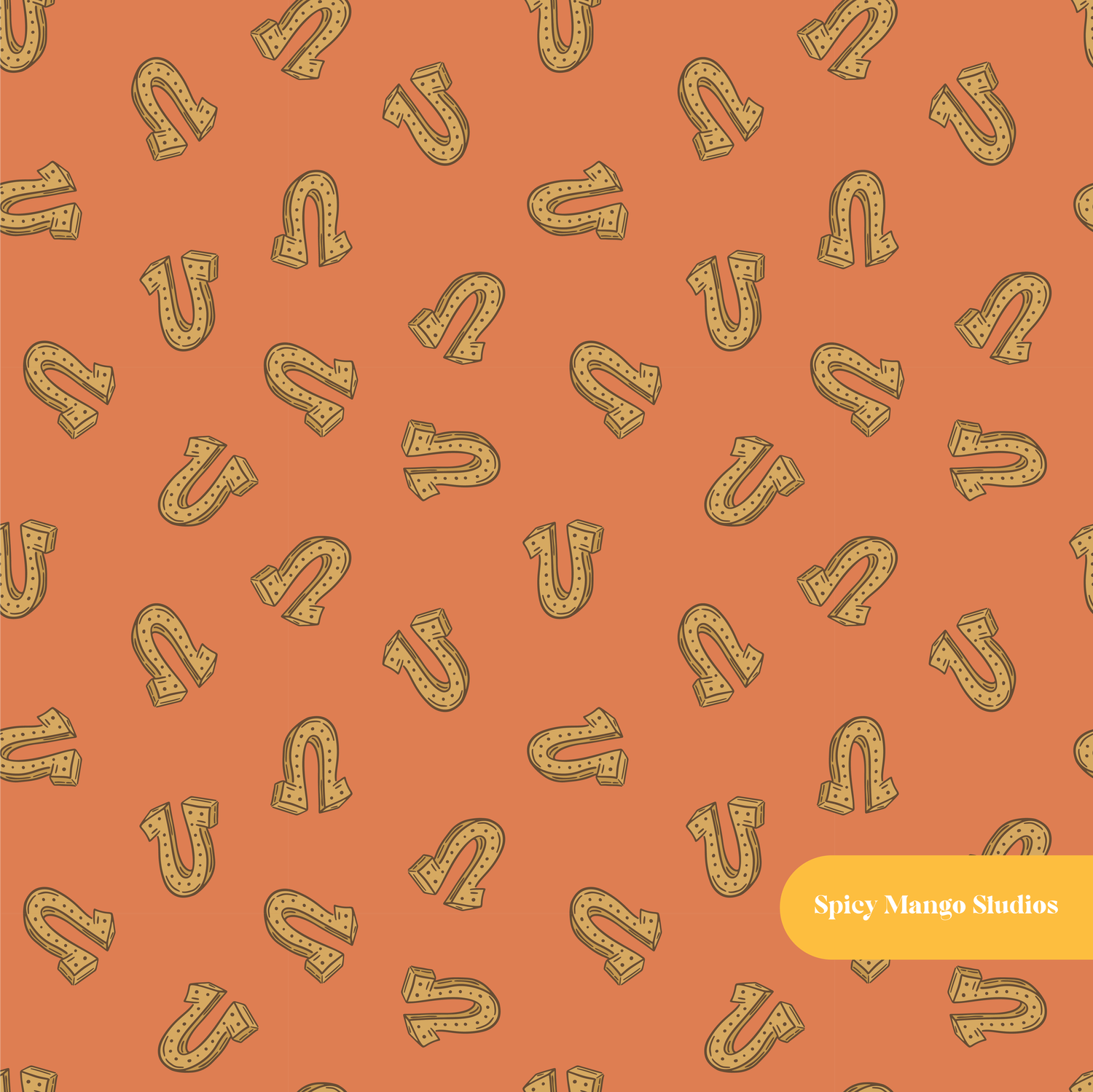 Rust Horseshoe Seamless Pattern