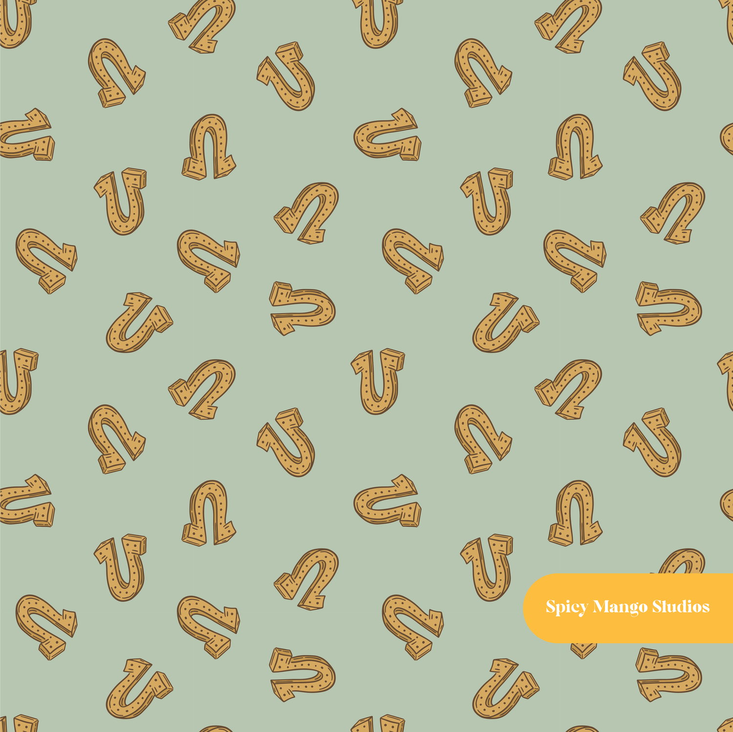 Sage Horseshoe Seamless Pattern