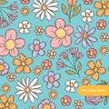 Aqua Happy Summer Floral Seamless Pattern