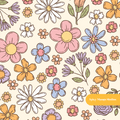 Cream Happy Floral Seamless Pattern
