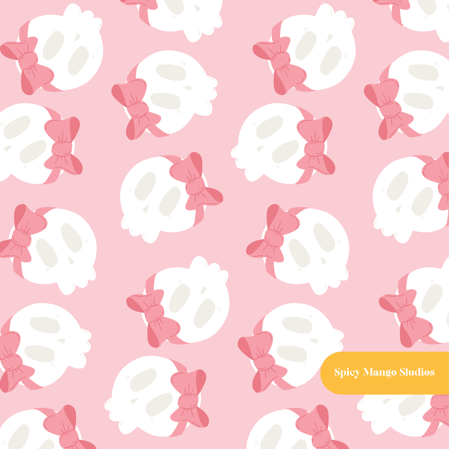 Pink Happy Bow skeleton Seamless Pattern