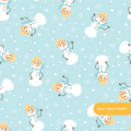 Light Blue Happy Snowman Seamless Pattern