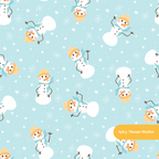 Light Blue Happy Snowman Seamless Pattern