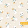 Neutral Happy Snowman Seamless Pattern