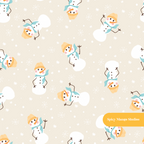 Neutral Happy Snowman Seamless Pattern