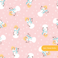 Pink Happy Snowman Seamless Pattern