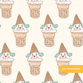 Neutral Ice Cream Clown Seamless Pattern – Digital Download