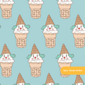 Dusty Blue Ice Cream Clown Seamless Pattern – Digital Download