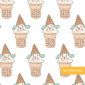 White Ice Cream Clown Seamless Pattern – Circus Birthday Party Digital Download