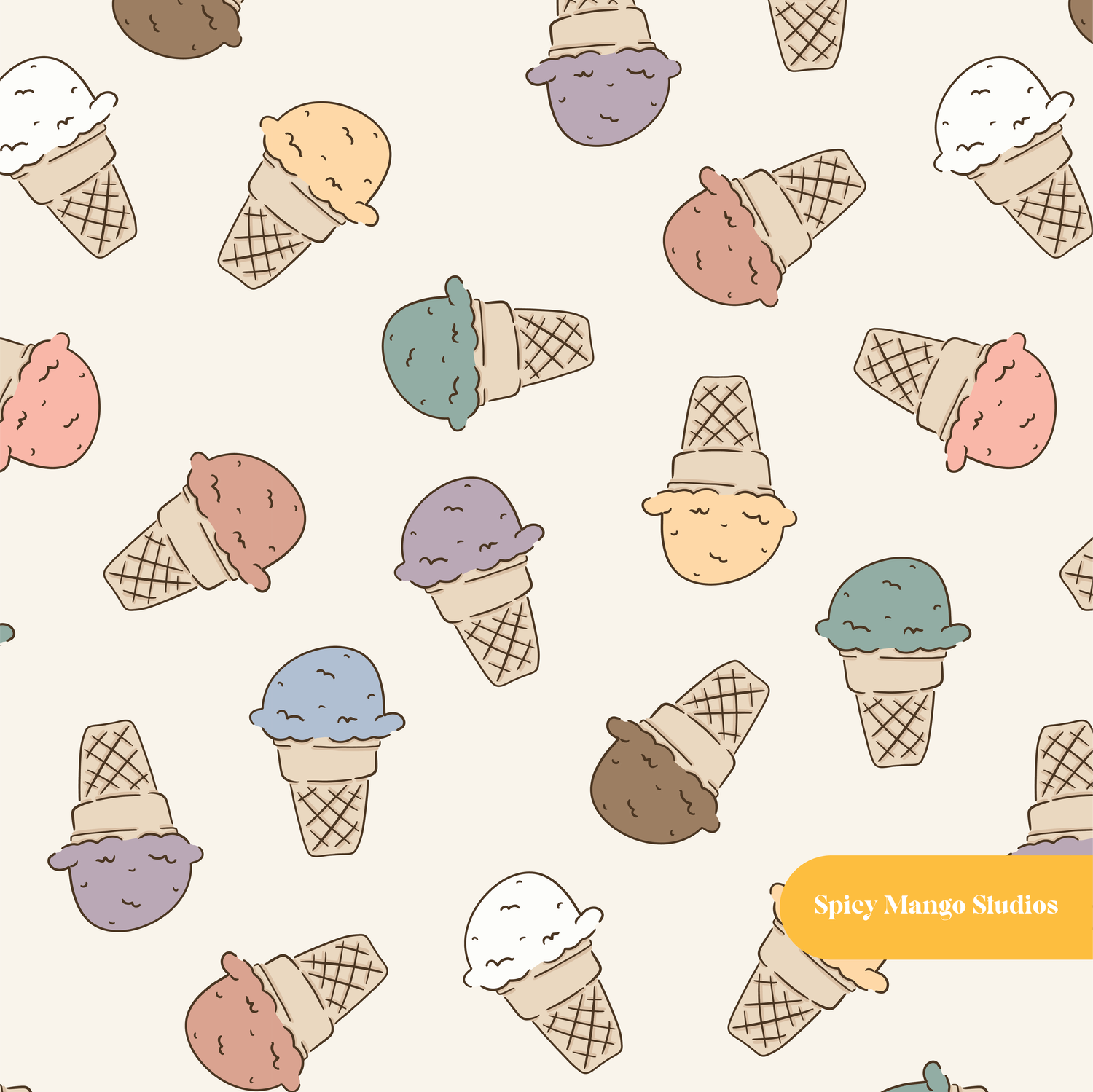 Neutral Ice Cream Medley Seamless Pattern – Digital Download