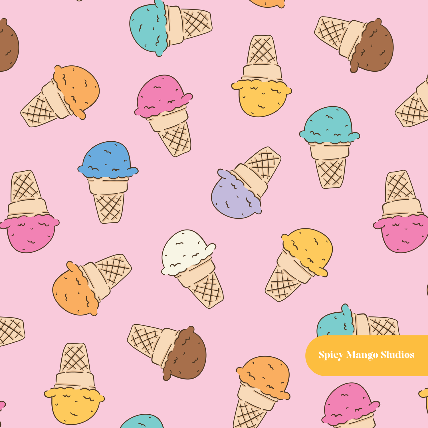 Pink Ice Cream Medley Seamless Pattern – Digital Download