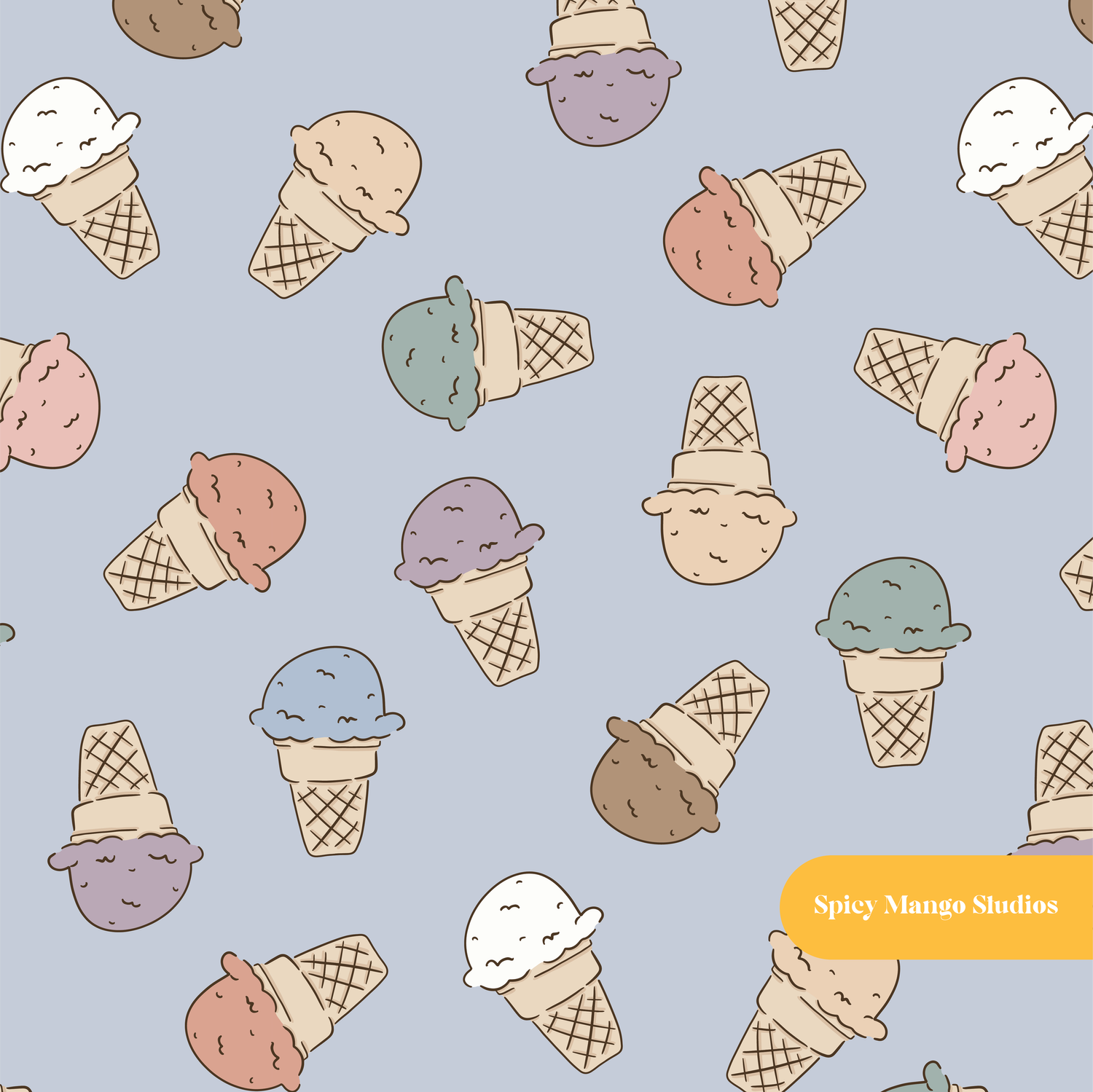 Slate Ice Cream Medley Seamless Pattern – Digital Download