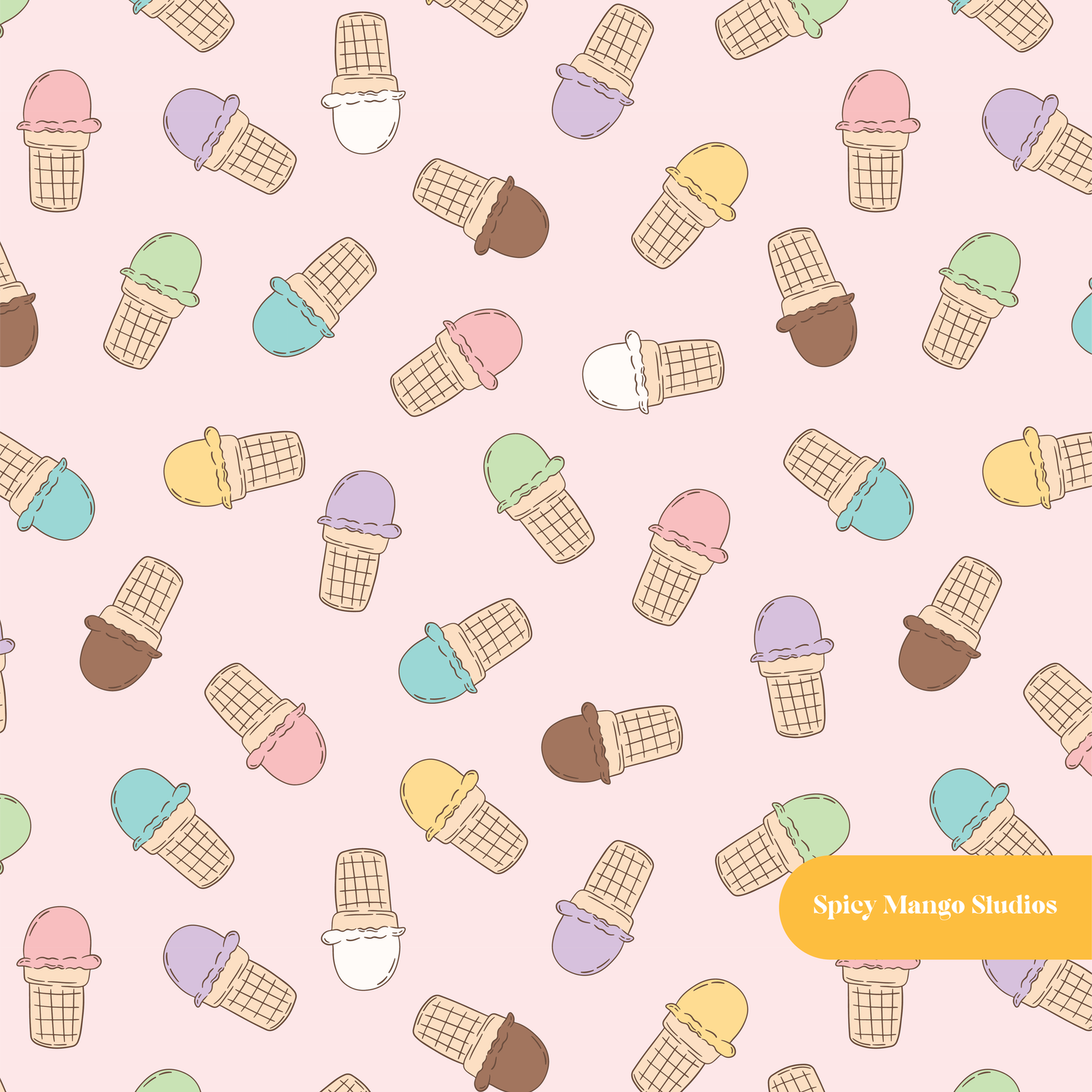 Pink Ice Cream Shop Seamless Pattern – Digital Download