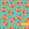 Aqua Jack-O-Hearts Seamless Pattern